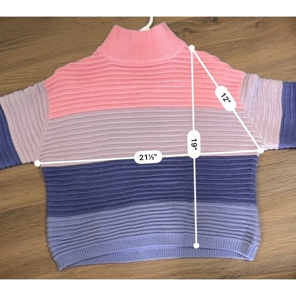Lovers + Friends Striped Mock Neck Sweater‎ Pink Purple Blue Yellow Size M Wool